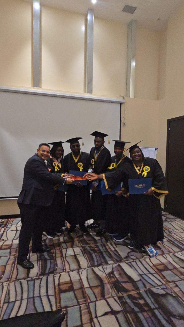 Air transportation graduates celebrating successful programme completion