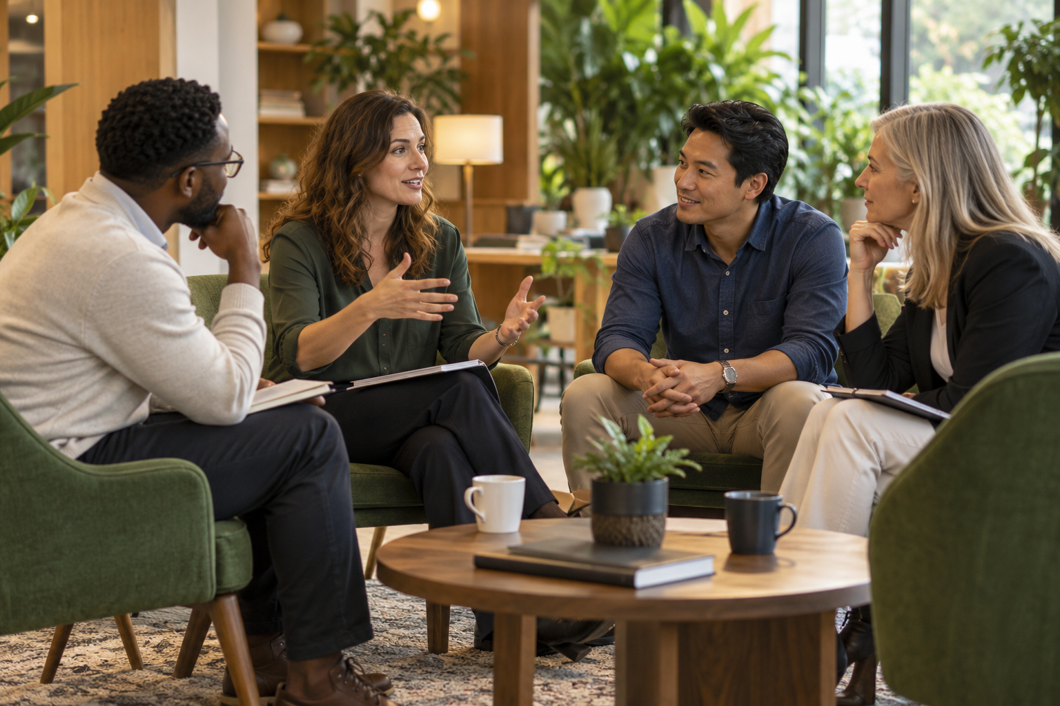 Illustrative small-group conversation workshop for adult learners